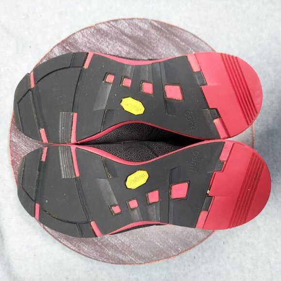 Hugo Mens Black & Red Slip-On Shoes W/ Abstract Pattern & Buckles - Picture 9 of 9